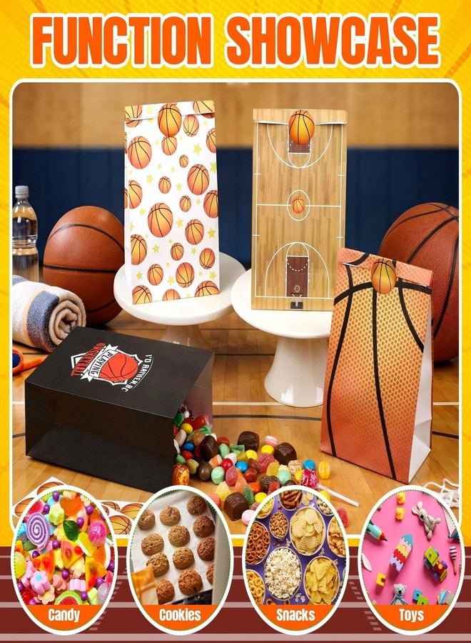 مارسبارك أكياس هدايا كرة السلة من مارسبارك، عبوة من 24 كيسًا، أكياس حلوى ووجبات خفيفة مع ملصقات، مثالية لتزيين حفلات الفرق الرياضية واحتفالات الألعاب. - Image 5